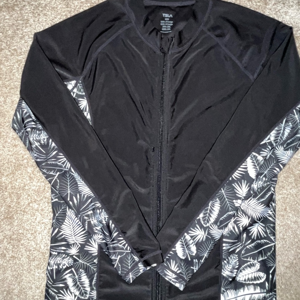 TESLA Women's Black and White Jacket Style RASHGUARD Size XL